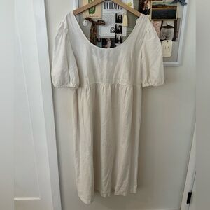Midi White Linen Milkmaid Dress